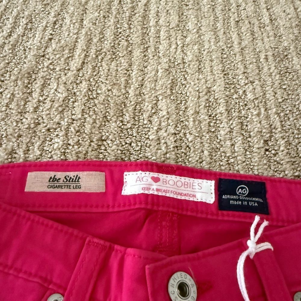 AG Adriano Goldschmied The Stilt Cigarette Leg Bright Pink Jeans - Picture 5 of 7